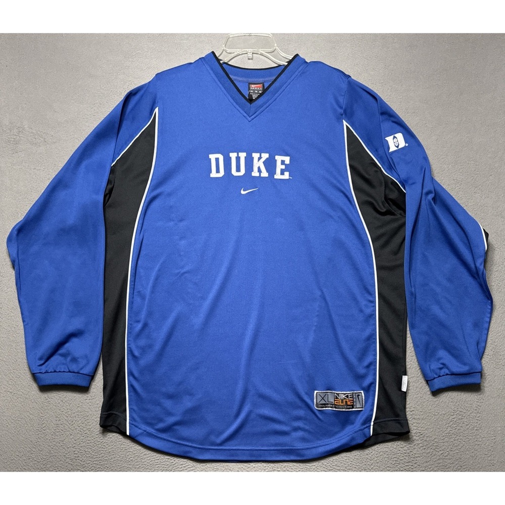 VTG 90s Nike Elite Team Duke Blue Devils‎ Long Sleeve XL Swoosh NCAA Basketball